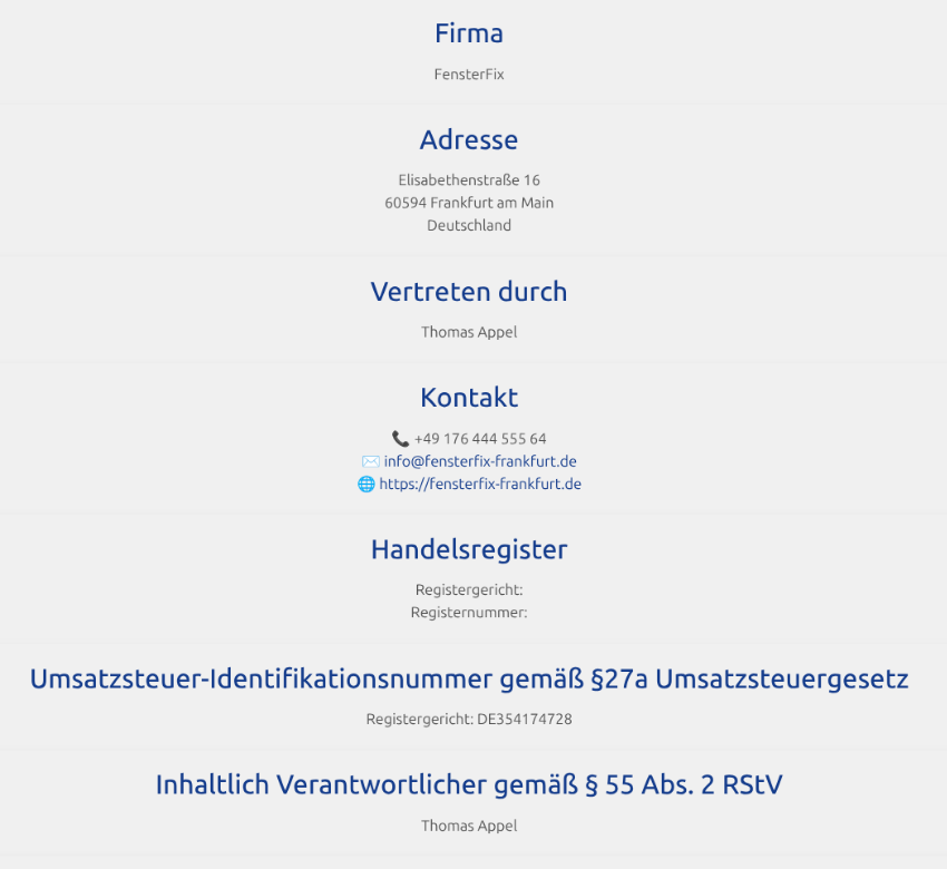 Impressum – Anbieterangaben FensterFix